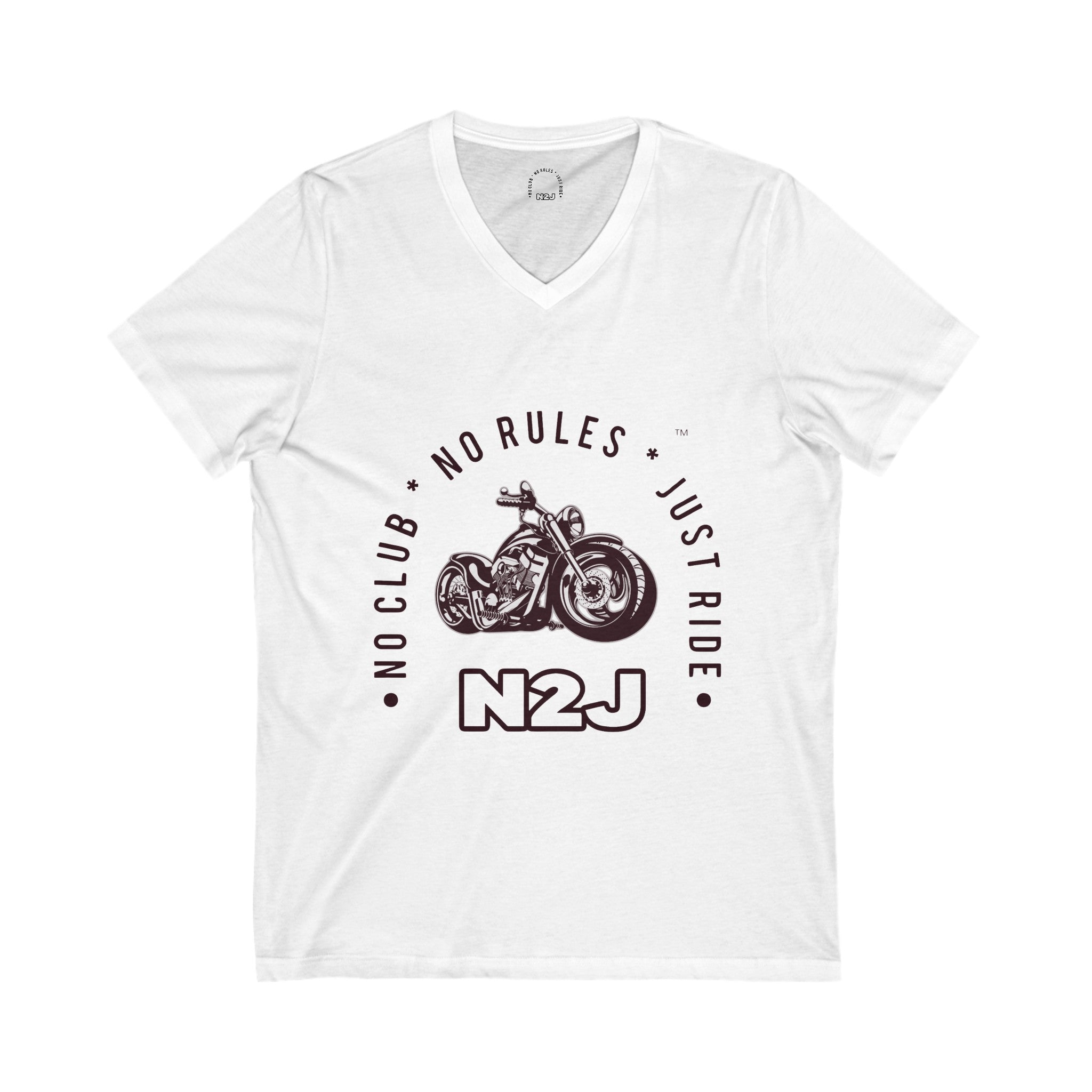 N2J 2 Wheels Unisex Jersey Short Sleeve V-Neck Tee