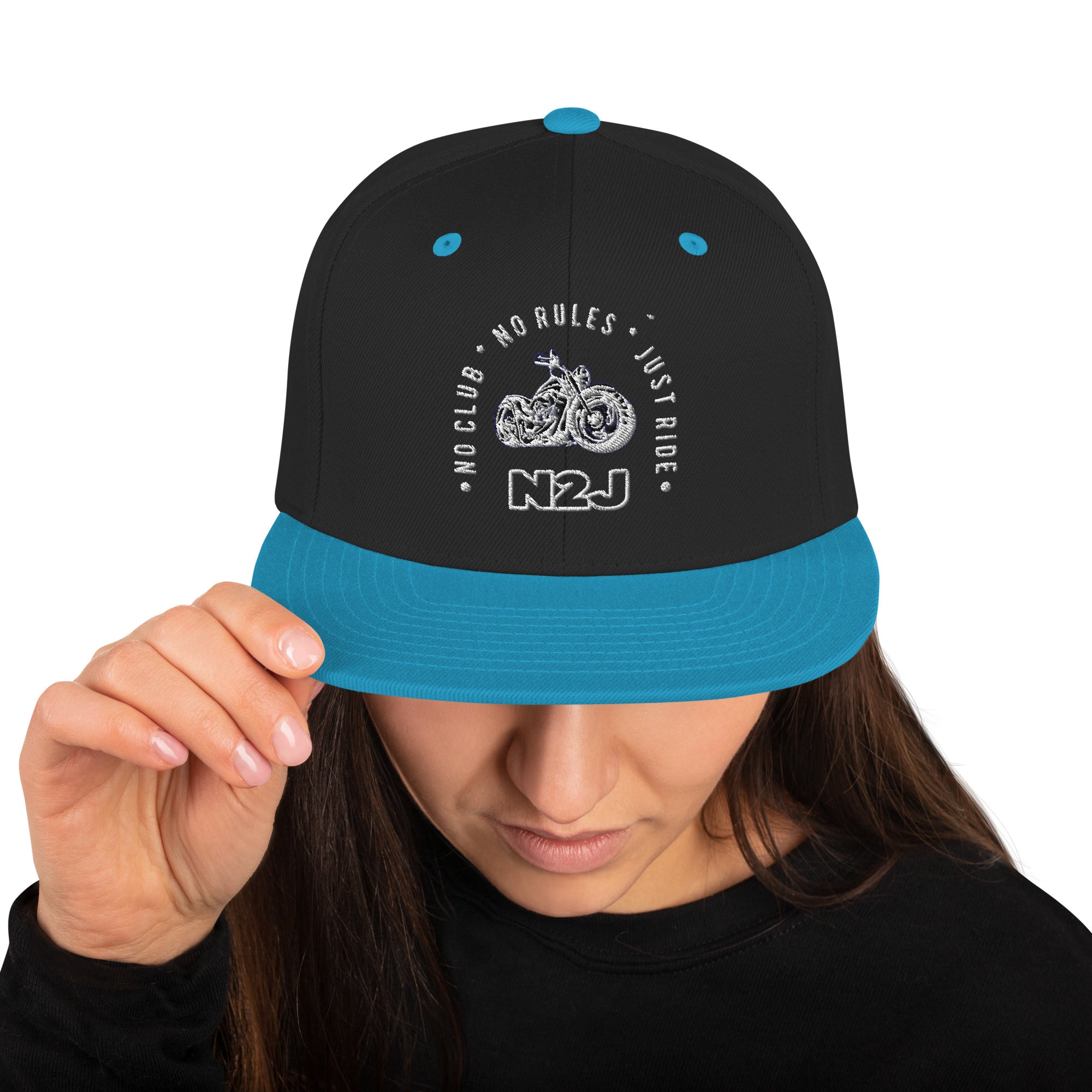 teal black snapback baseball embroidered cap front side