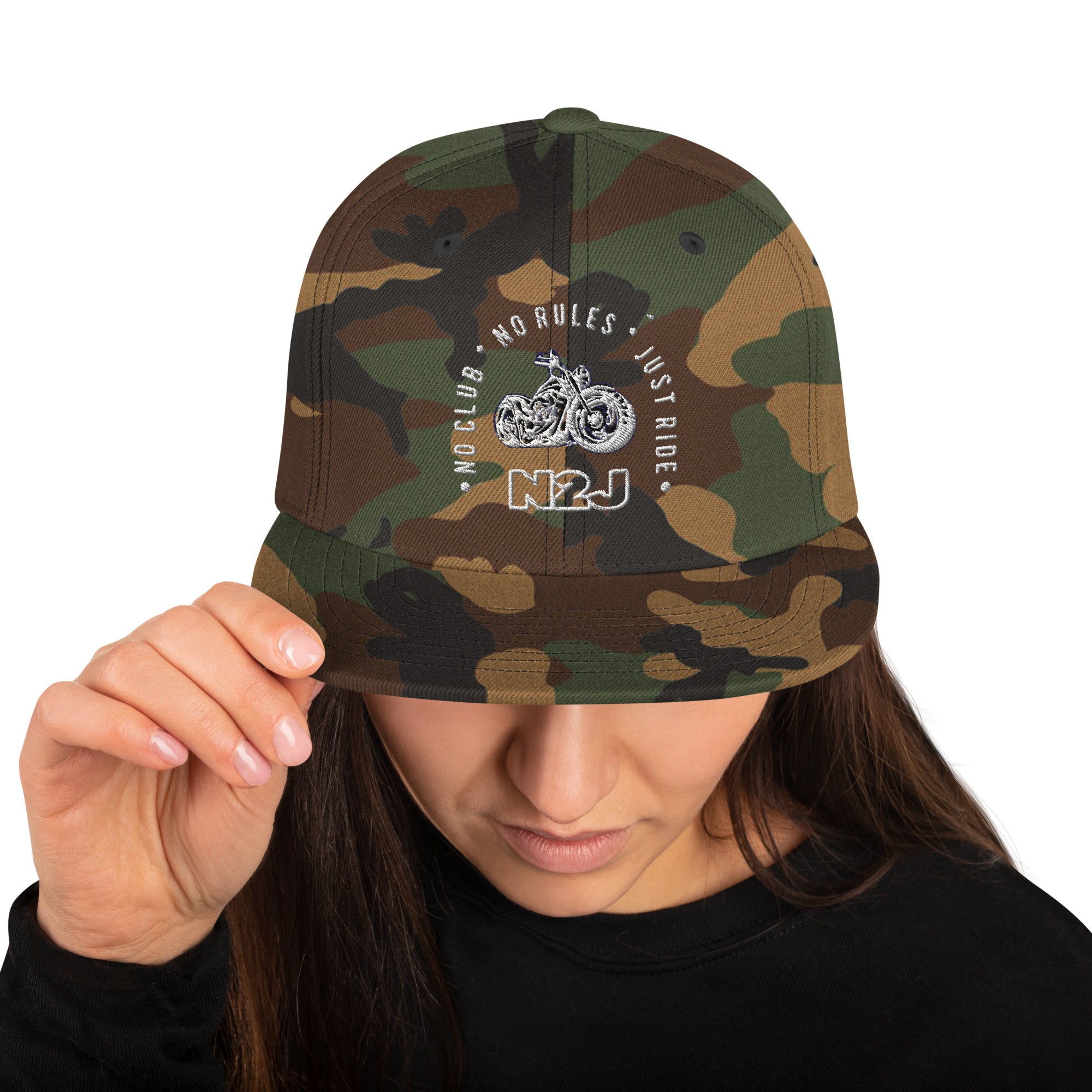 green camo snapback baseball embroidered cap front side