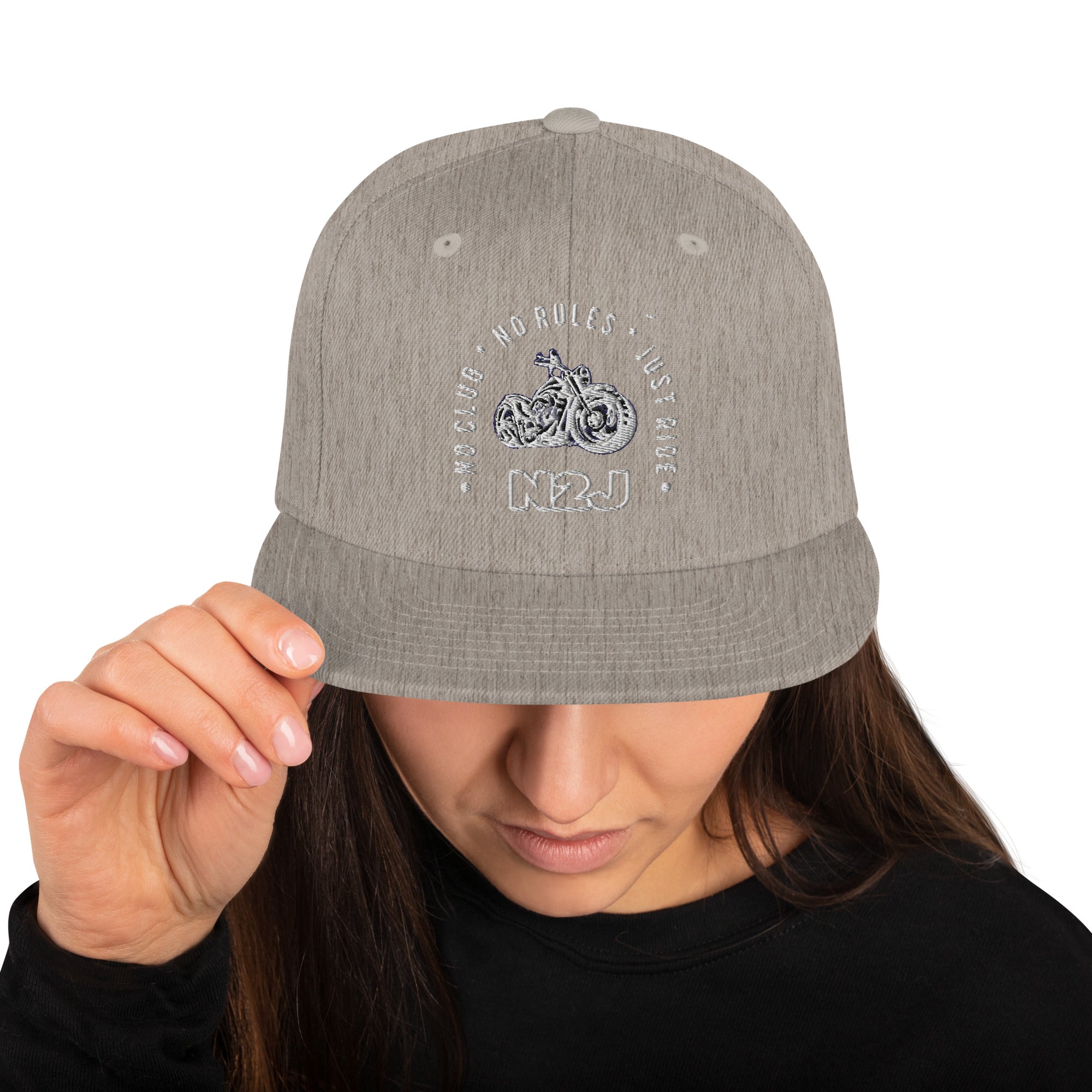 beige snapback baseball embroidered cap front side