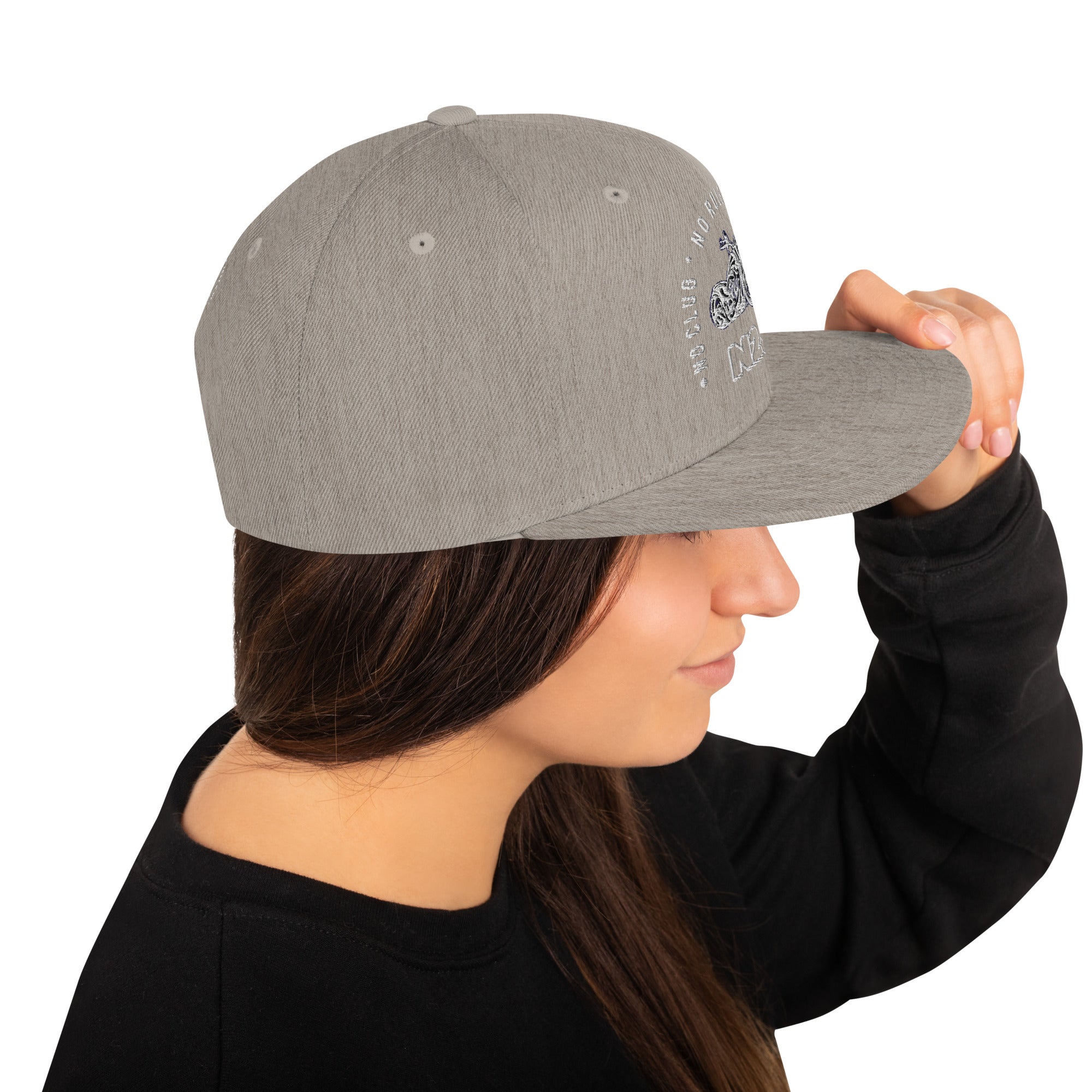 gray snapback baseball embroidered cap right side