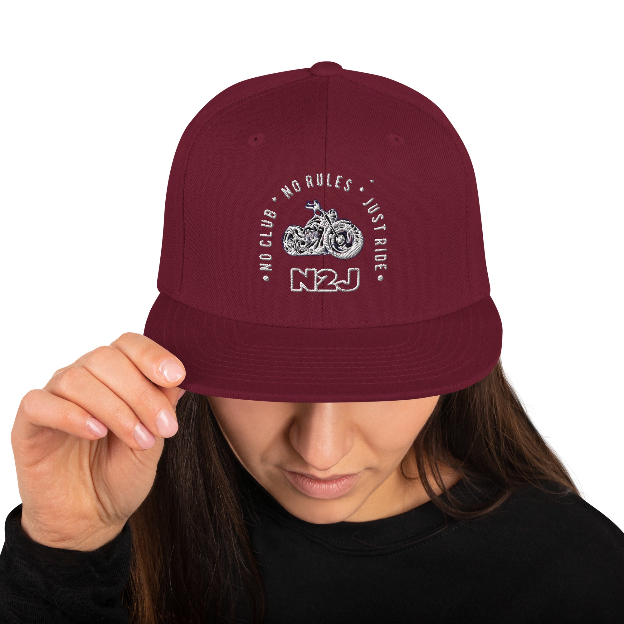 maroon snapback baseball embroidered cap front side