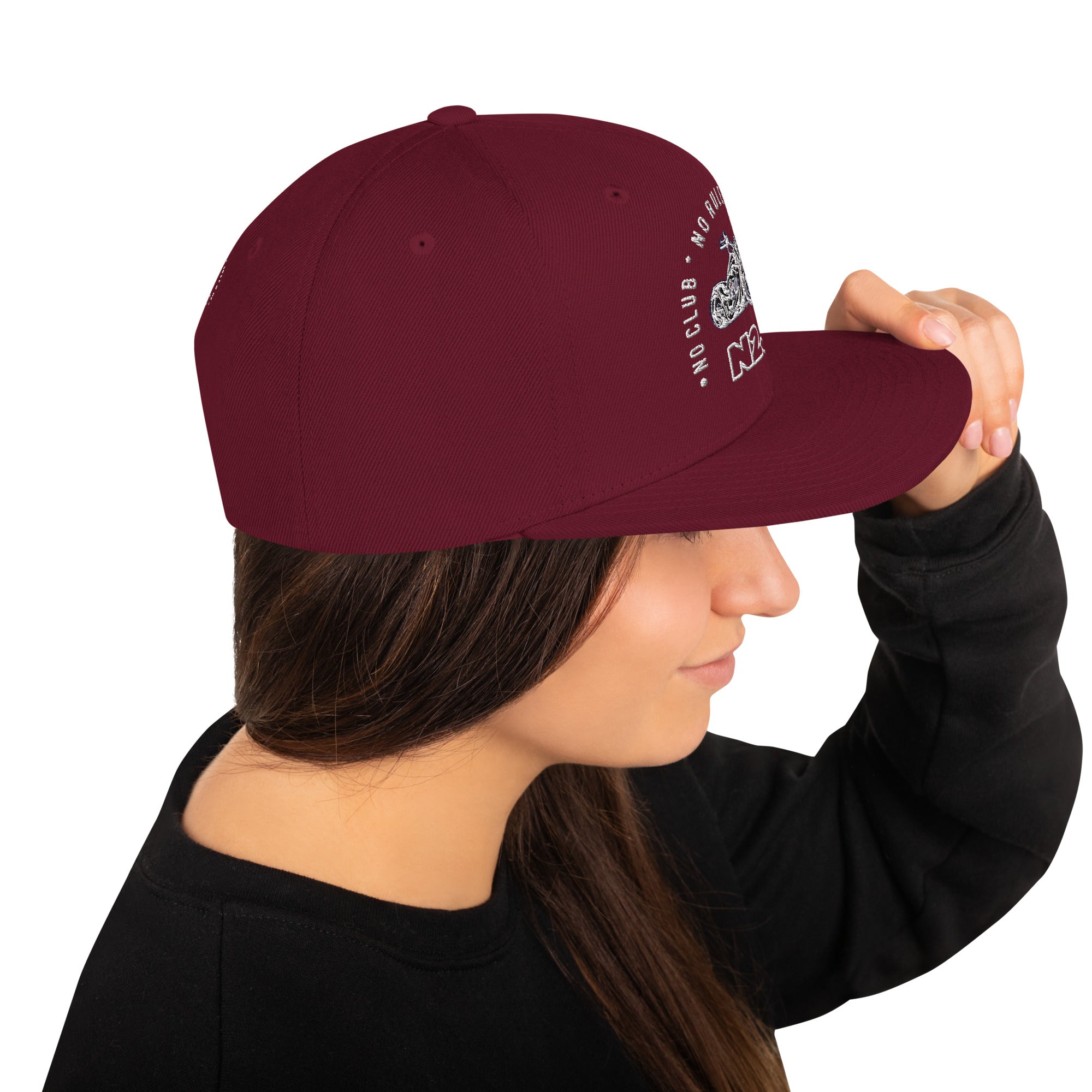 maroon snapback baseball embroidered cap right side