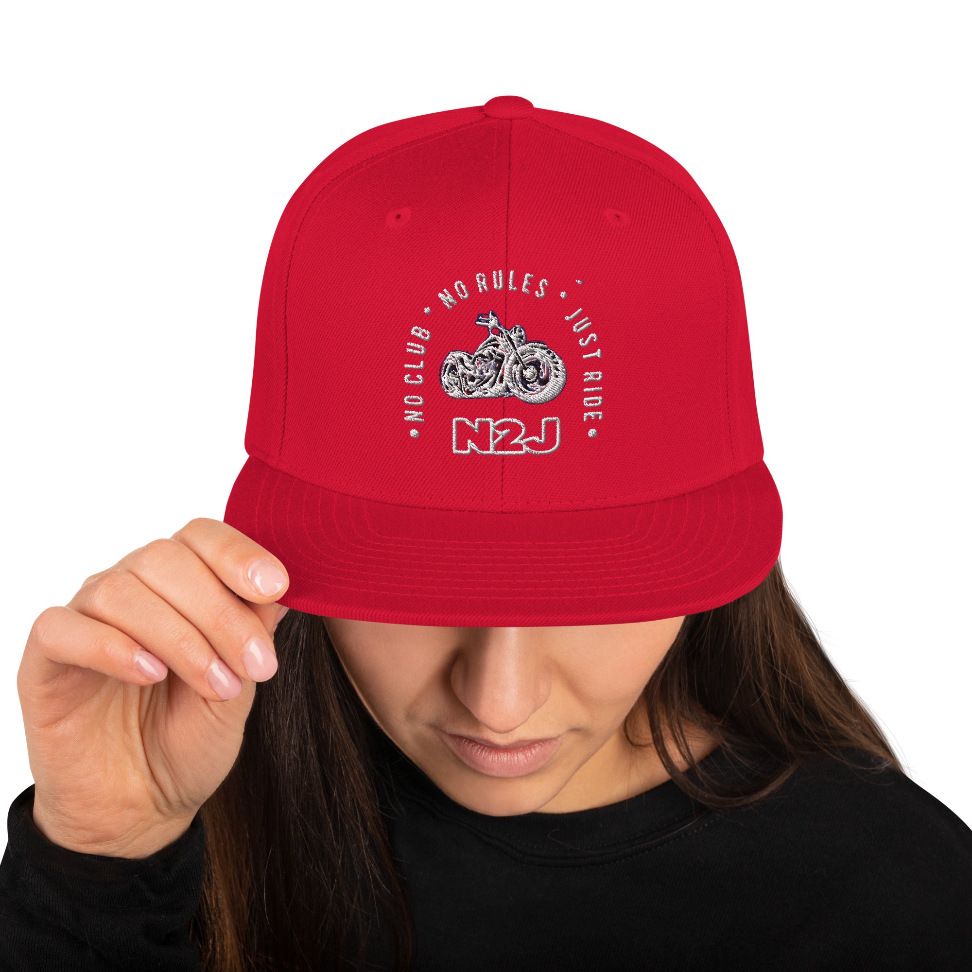 red snapback baseball embroidered cap front side