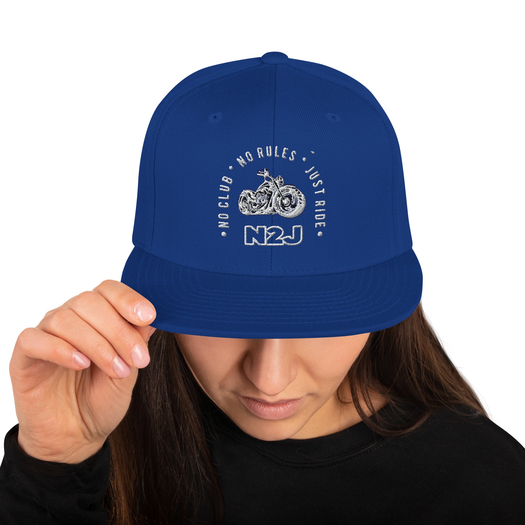 royal blue snapback baseball embroidered cap front side