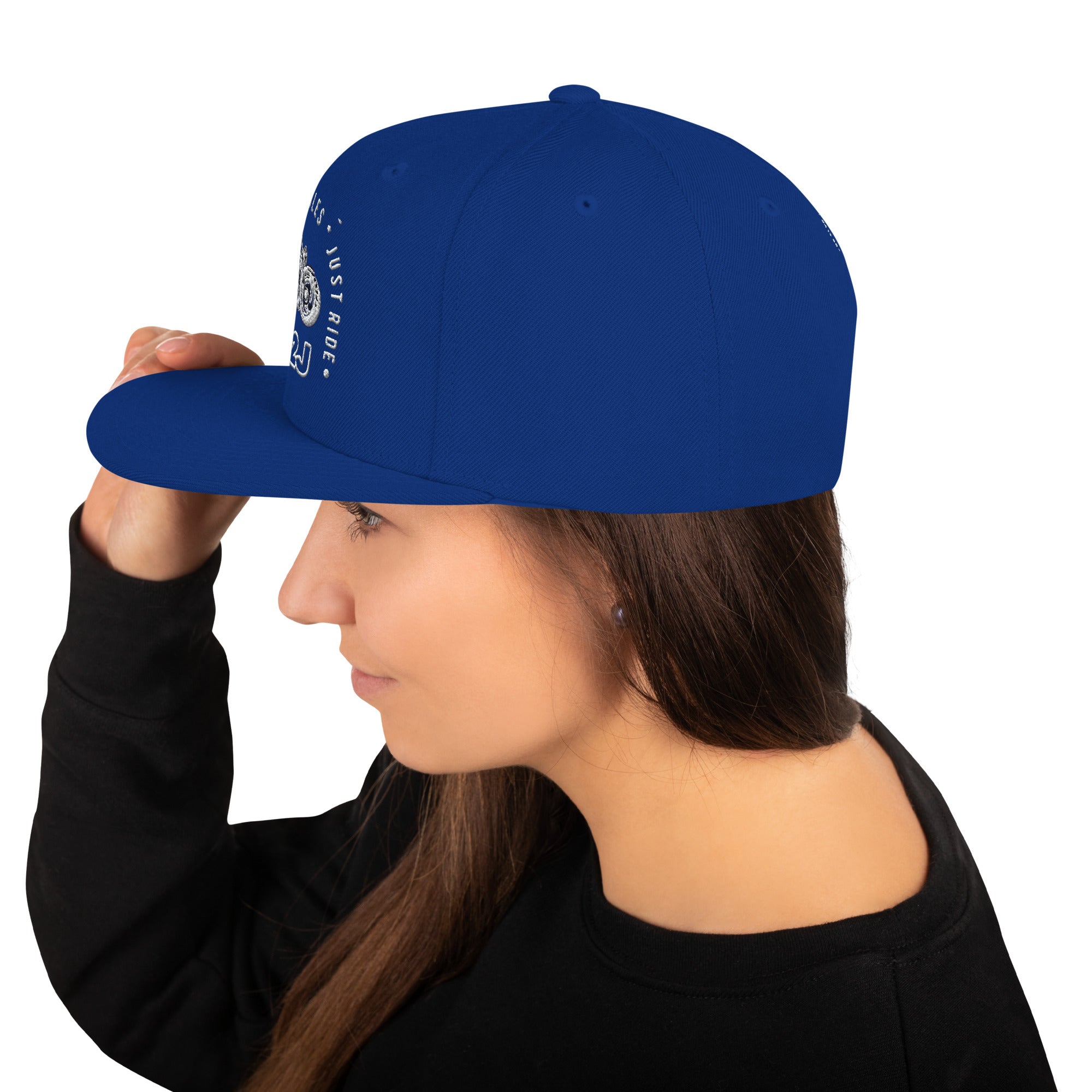 royal blue snapback baseball embroidered cap left side