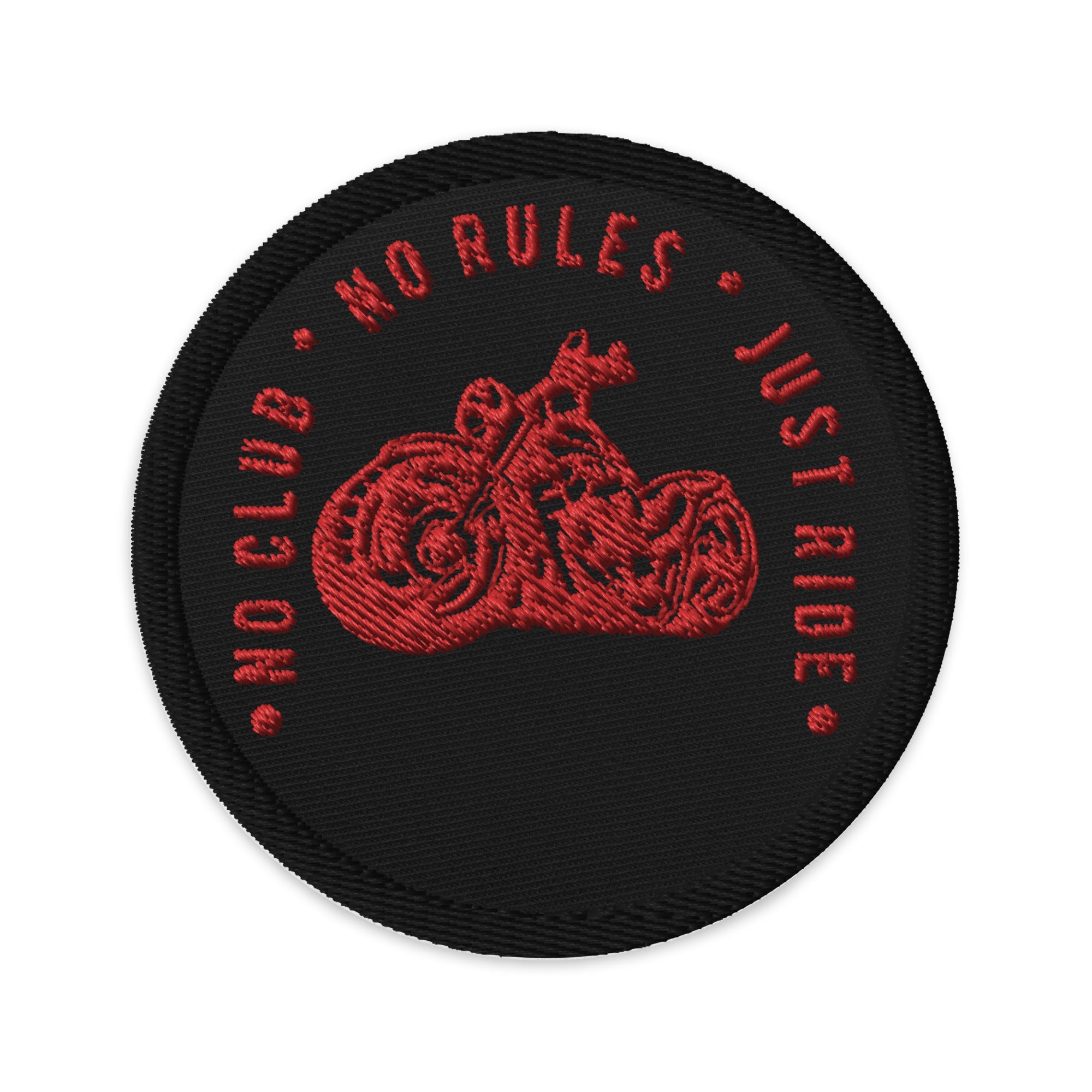 black red embroidered patch