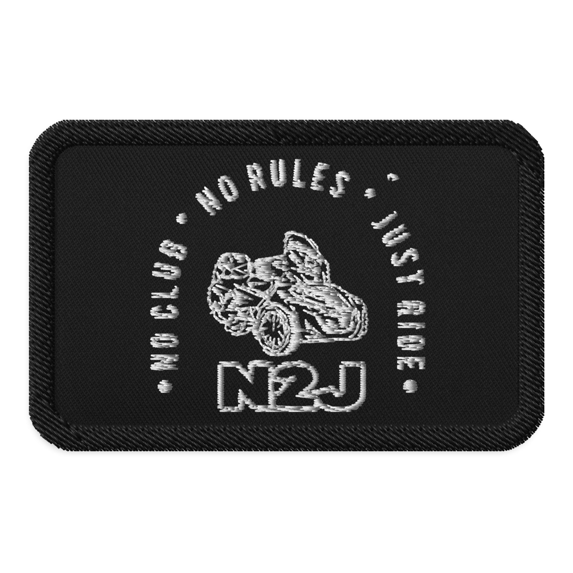 iron-on sew-on embroidered black patch frontside