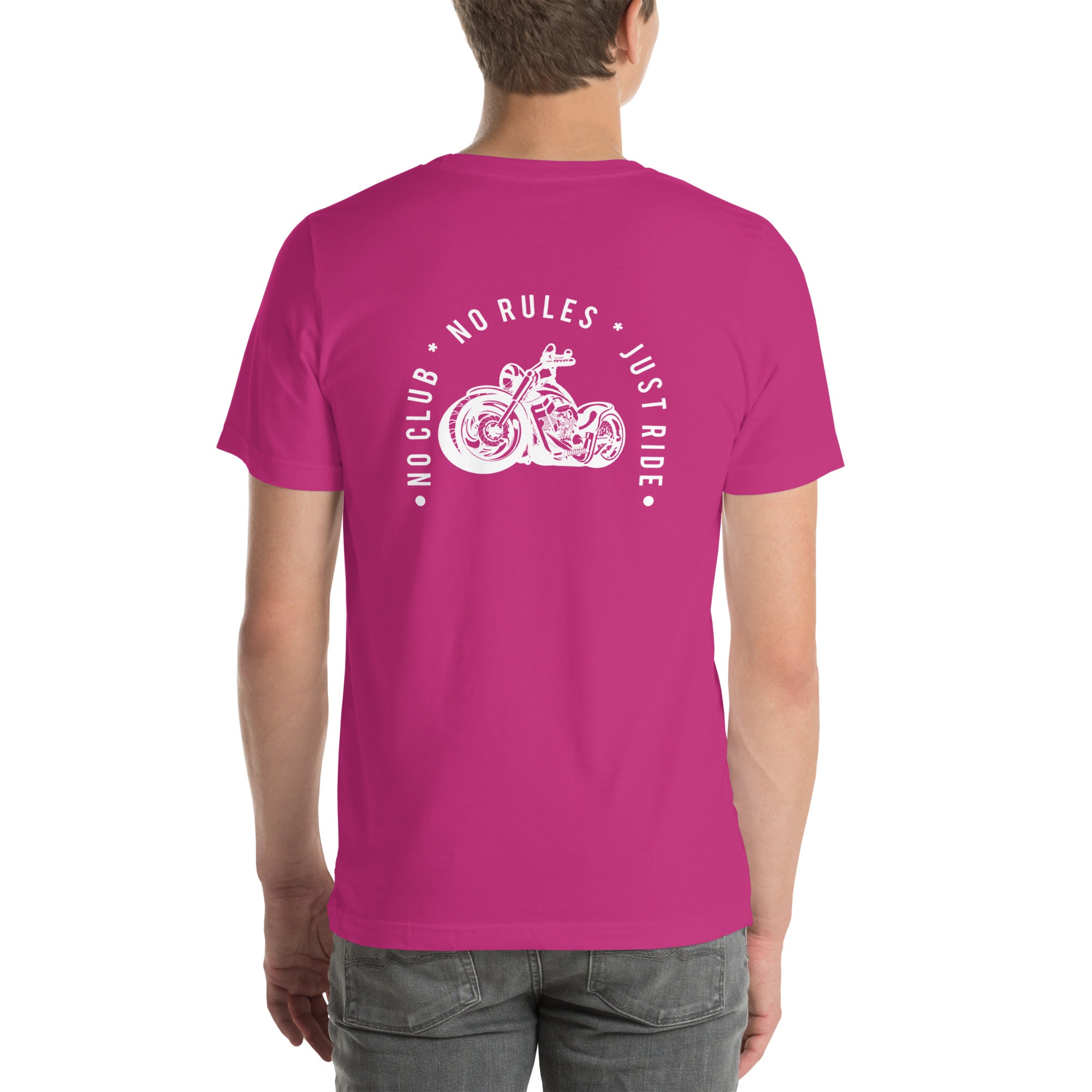 neon pink Embroidery Unisex T-shirt back side