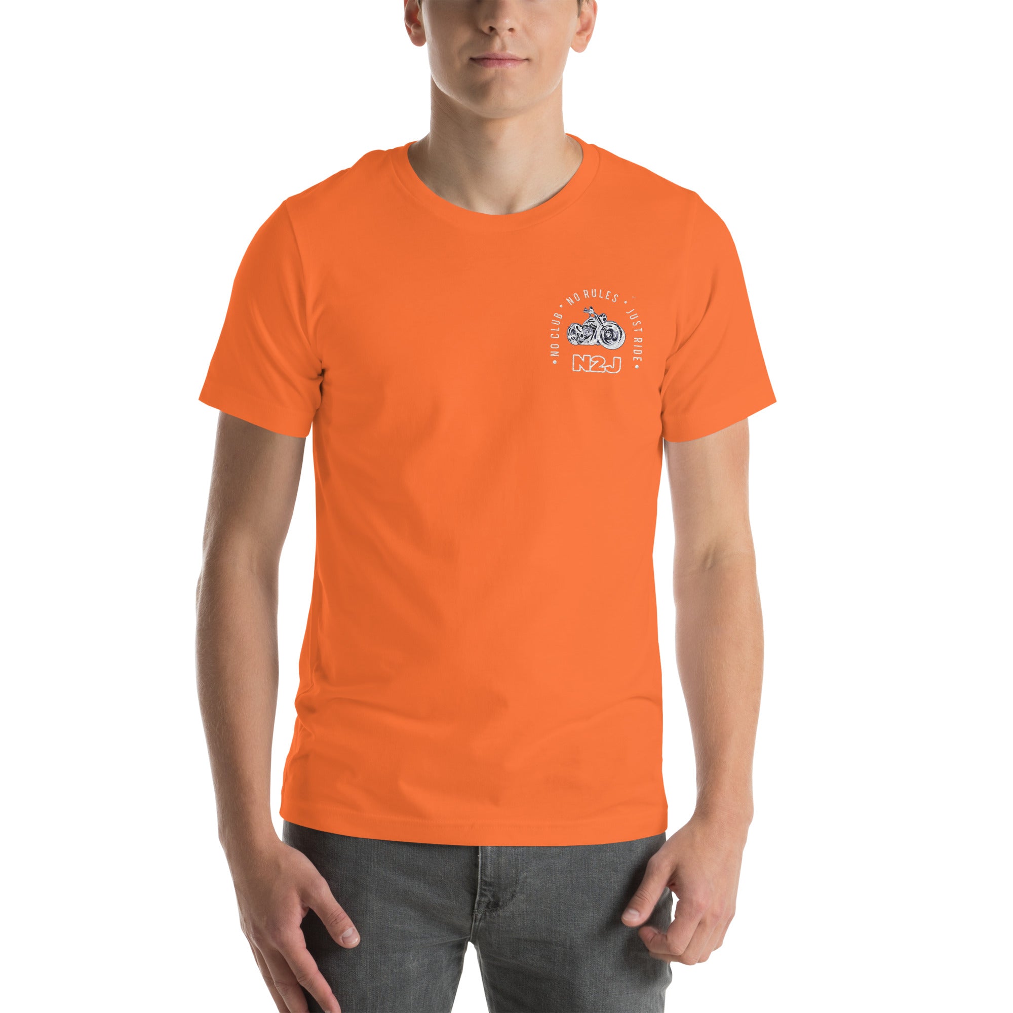 orange embroidered t-shirt front side