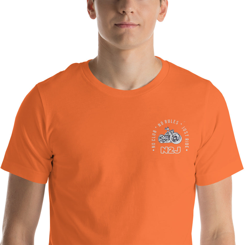 orange embroidered t-shirt front side