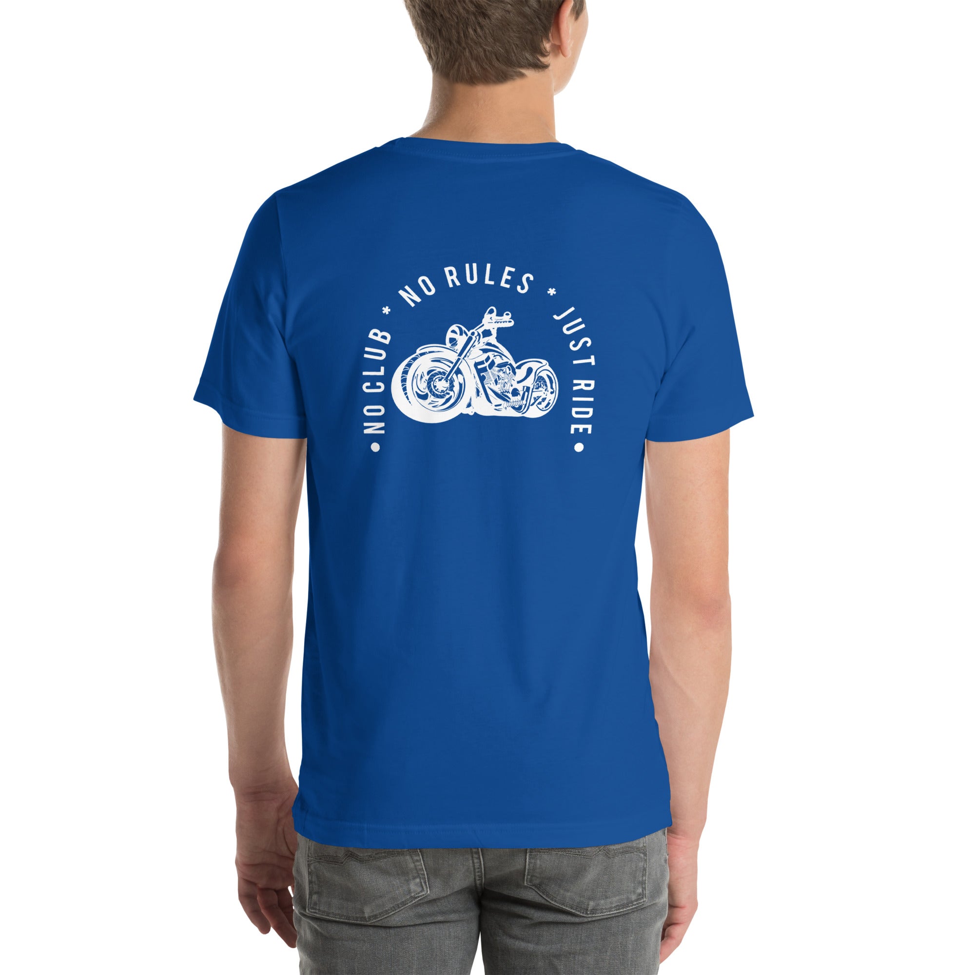 royal blue Embroidery Unisex T-shirt back side