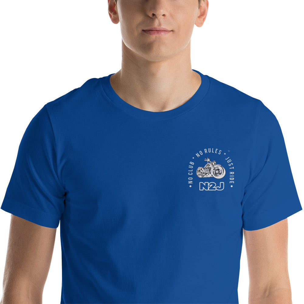 royal blue embroidered t-shirt front side